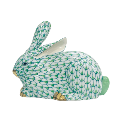 Herend Rabbit Sitting Down Fishnet Figurine