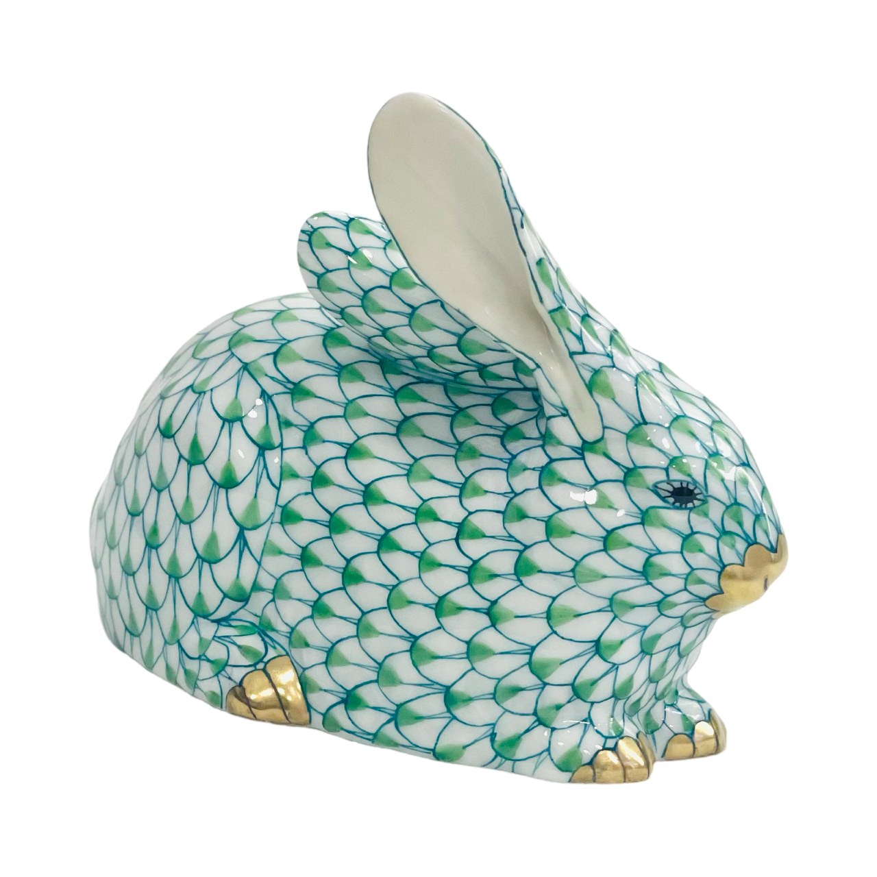 Herend Rabbit Sitting Down Fishnet Figurine