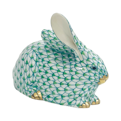 Herend Rabbit Sitting Down Fishnet Figurine