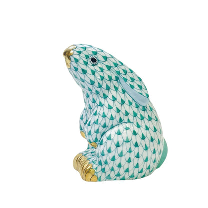 Herend Rabbit Sitting Fishnet Figurine