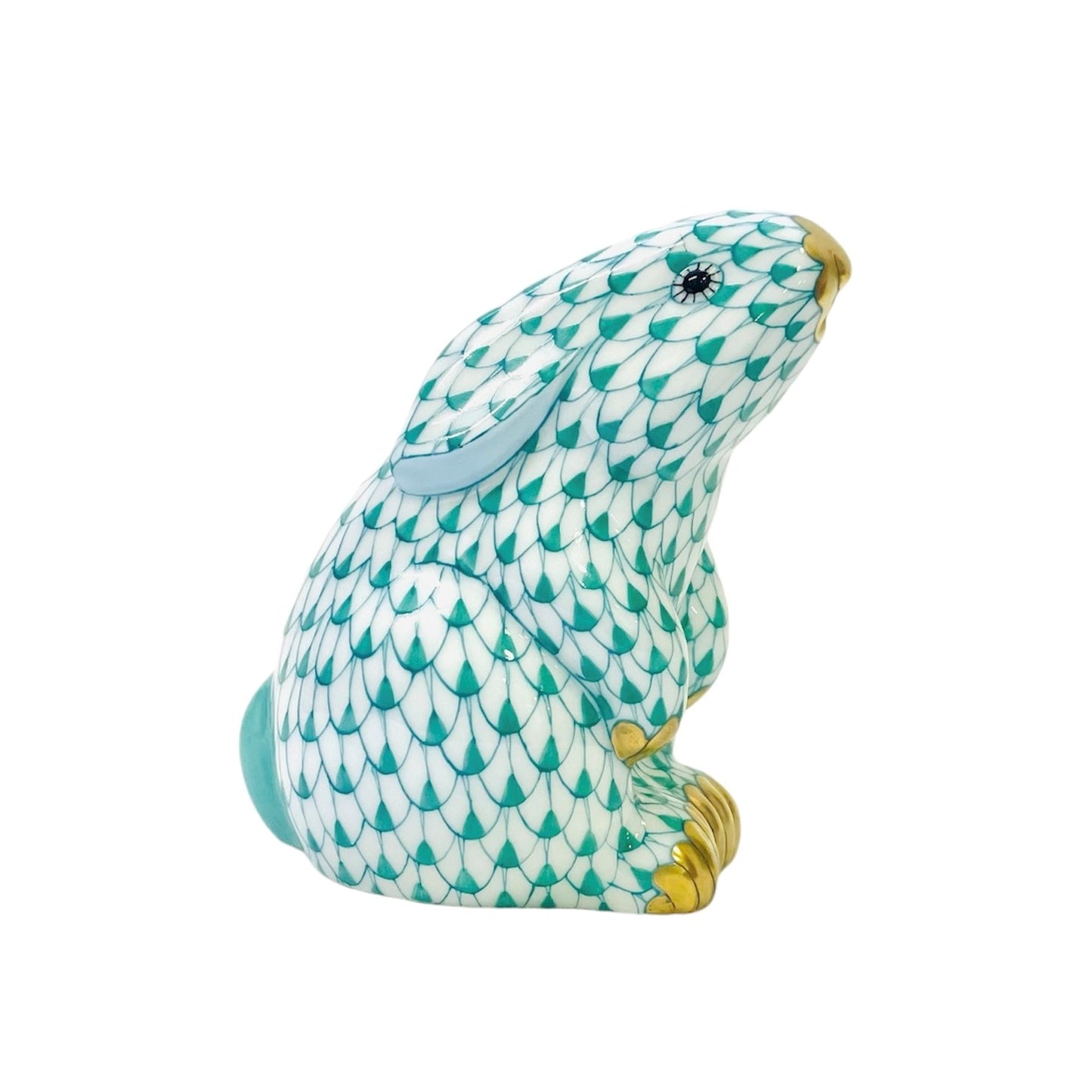 Herend Rabbit Sitting Fishnet Figurine