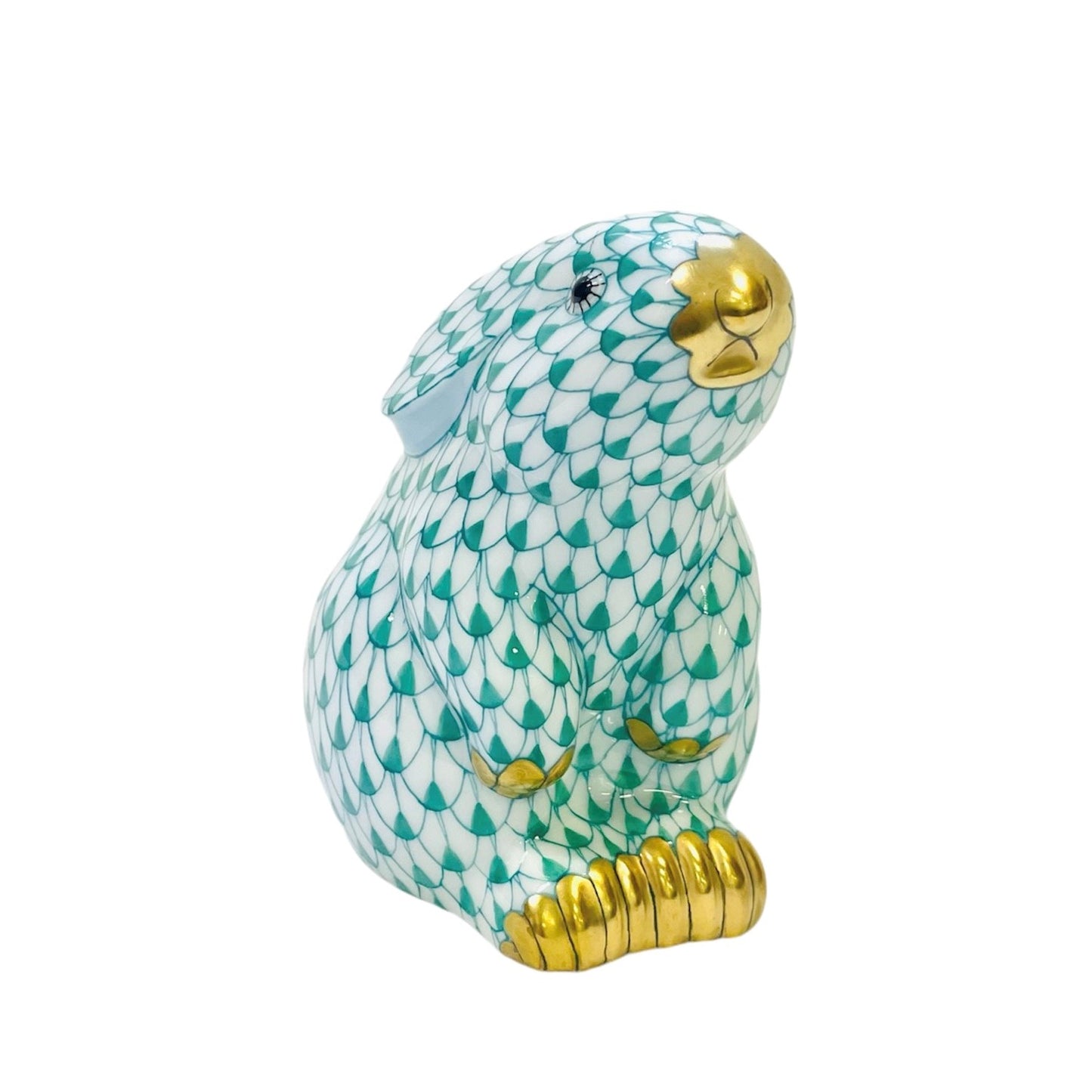 Herend Rabbit Sitting Fishnet Figurine