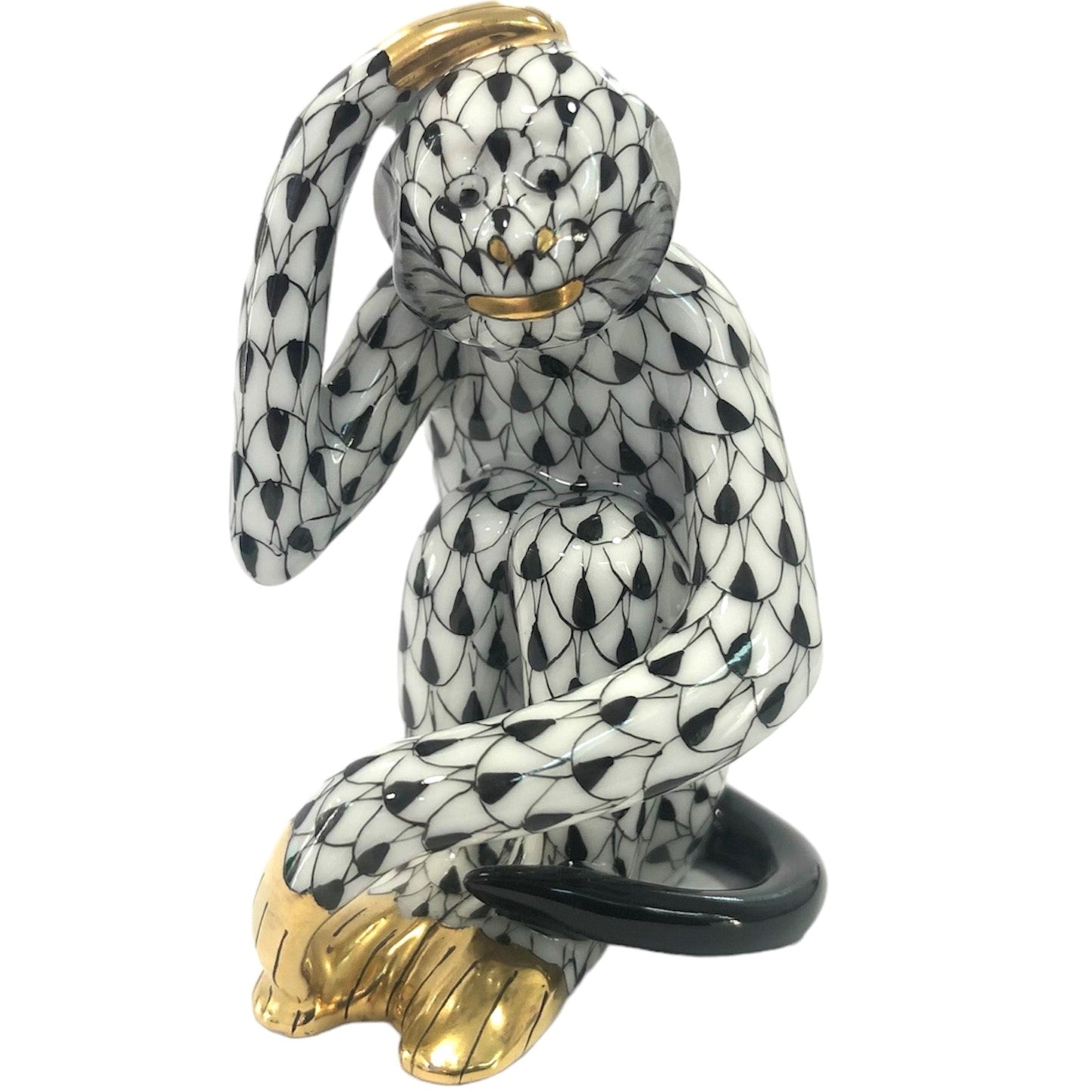 Herend Monkey Fishnet Figurine