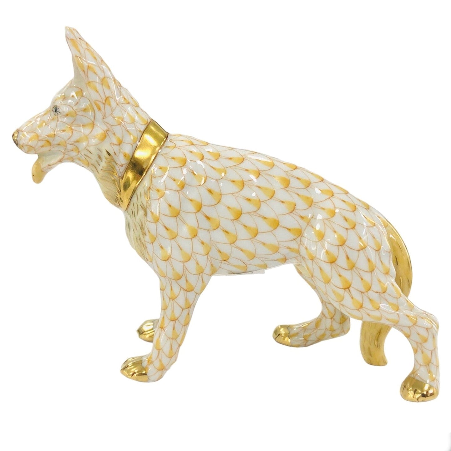 Herend German Sheperd Fishnet Figurine