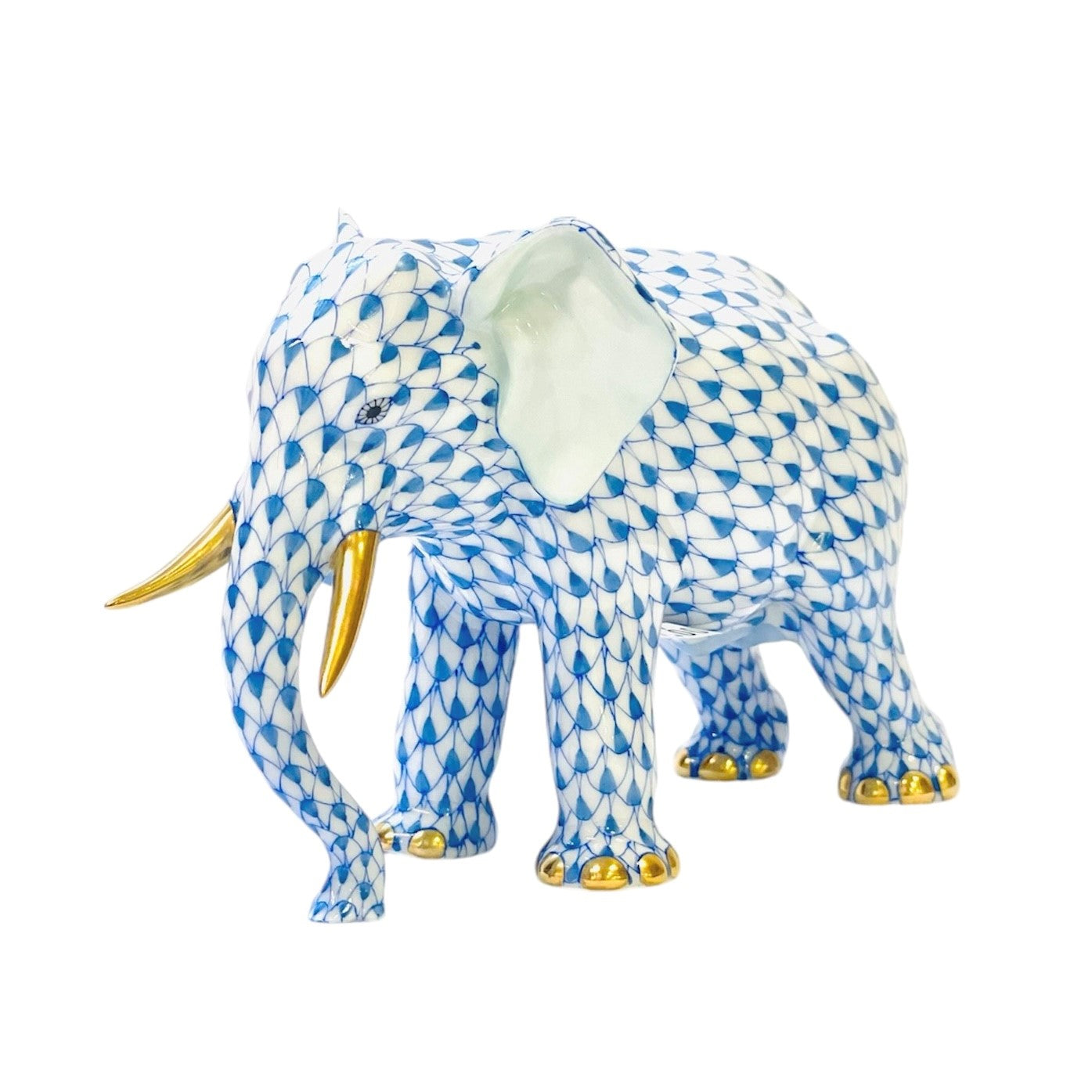 Herend Elephant Fishnet Figurine 15437