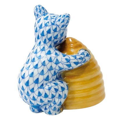 Herend Bear with Beehive Fishnet Figurine