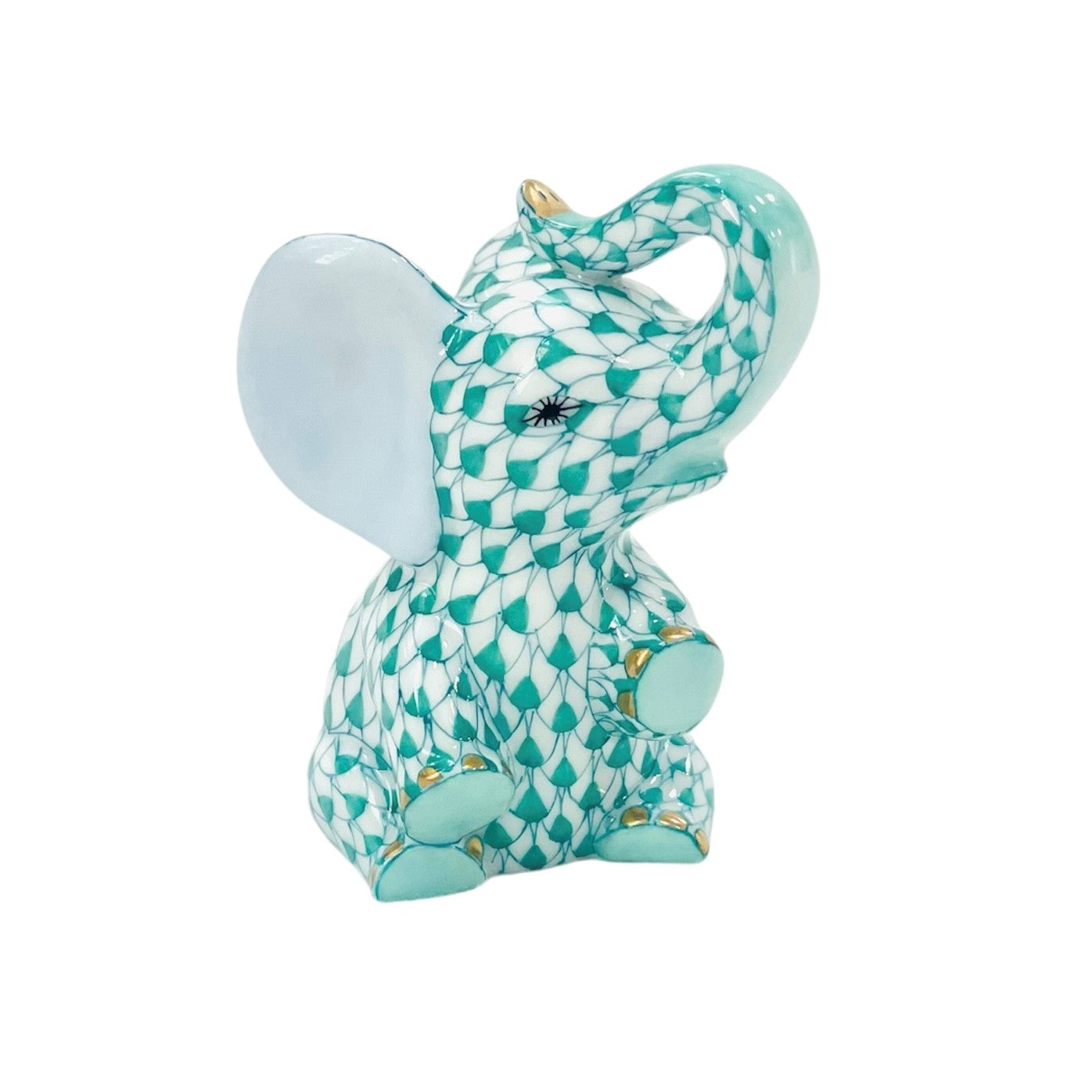 Herend Elephant Baby Fishnet Figurine