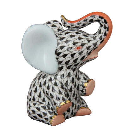 Herend Elephant Baby Fishnet Figurine