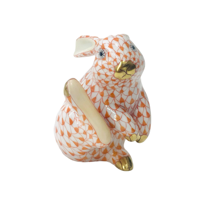 Herend Rabbit Scratching Fishnet Figurine