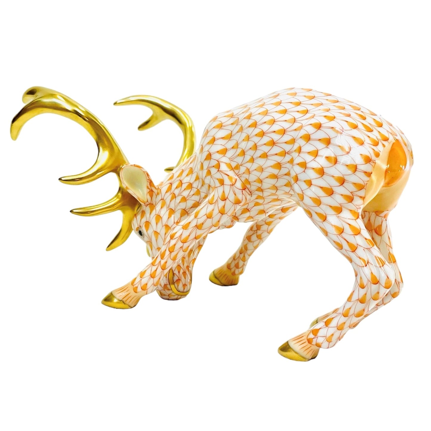 Herend Stag Fishnet Figurine