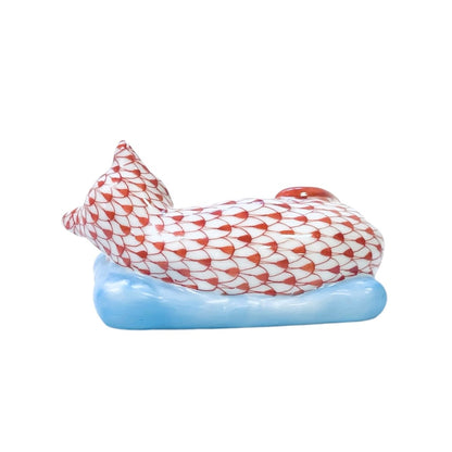 Herend Sleeping Cat on Pillow Fishnet Figurine