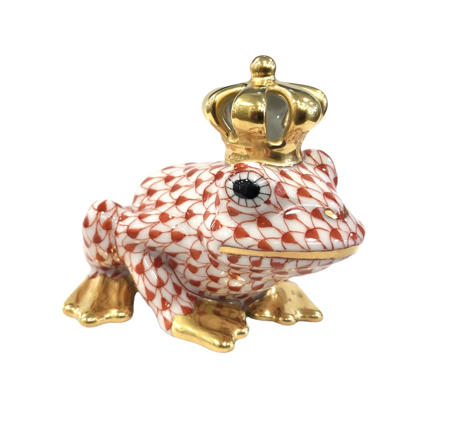 Herend Frog King Fishnet Figurine