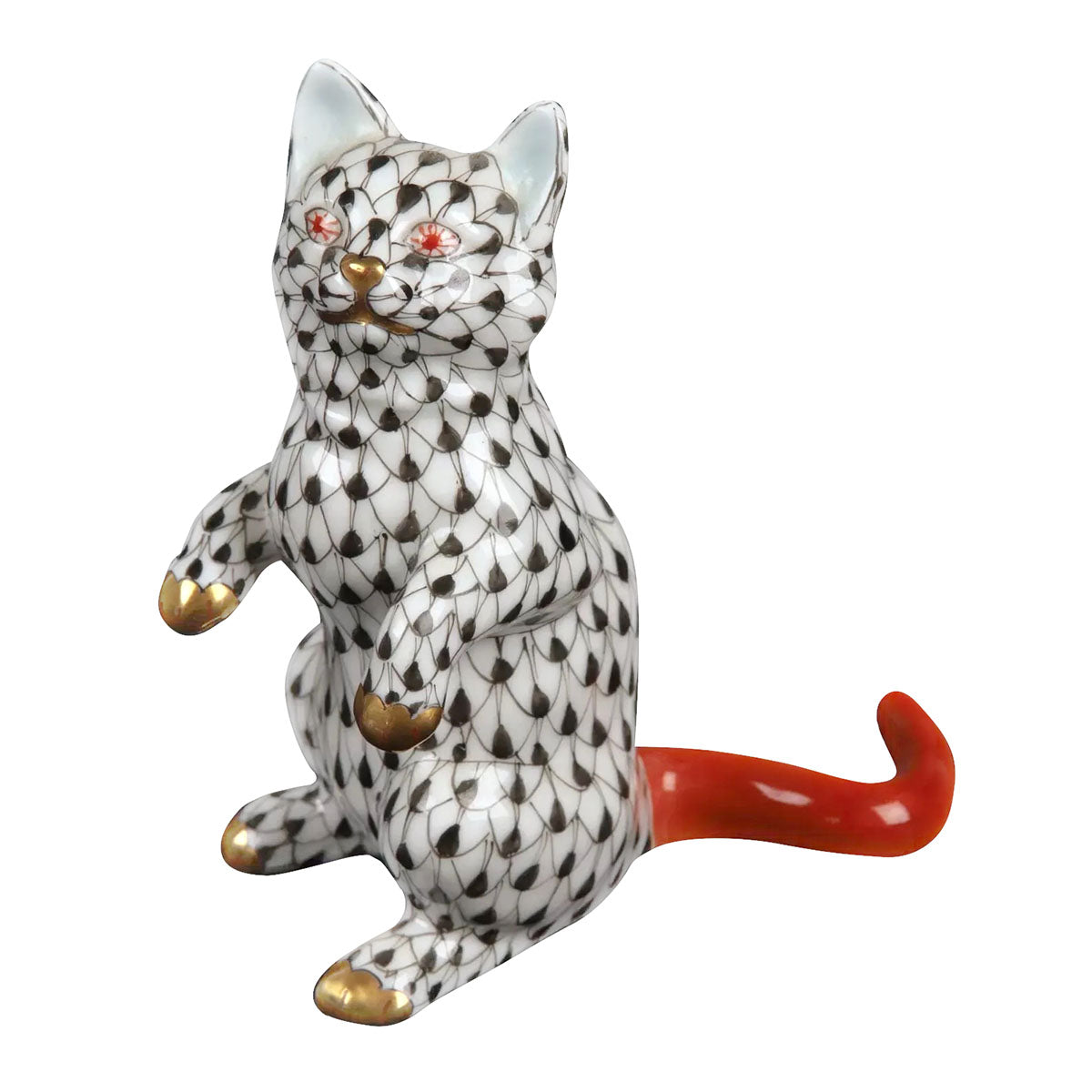 Herend Standing Kitten Fishnet Figurine