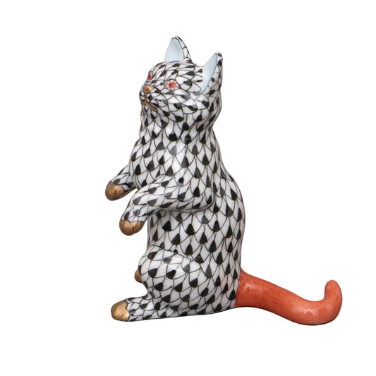 Herend Standing Kitten Fishnet Figurine