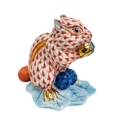 Herend Chipmunk with Berries Fishnet Figurine