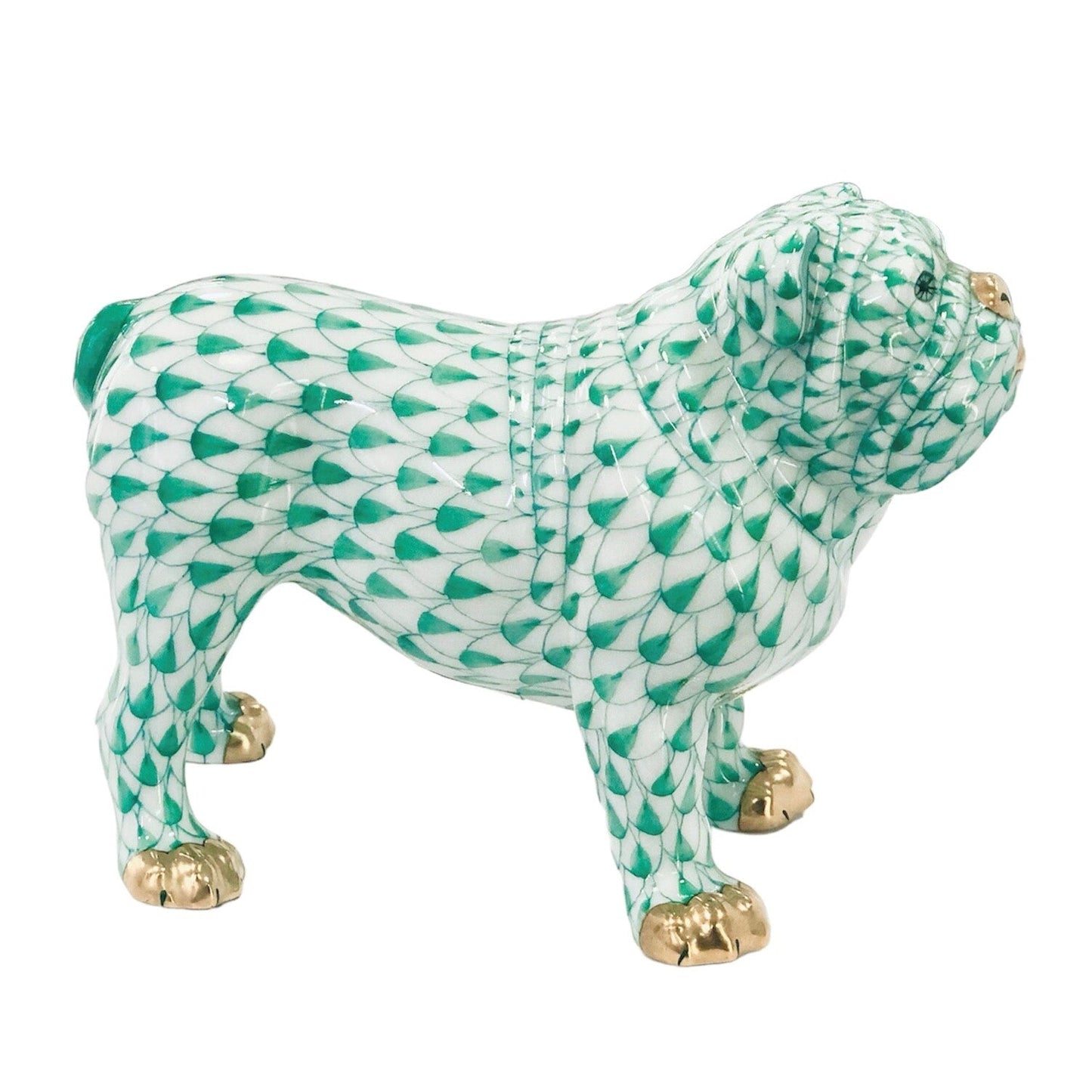 Herend Bulldog Fishnet Figurine