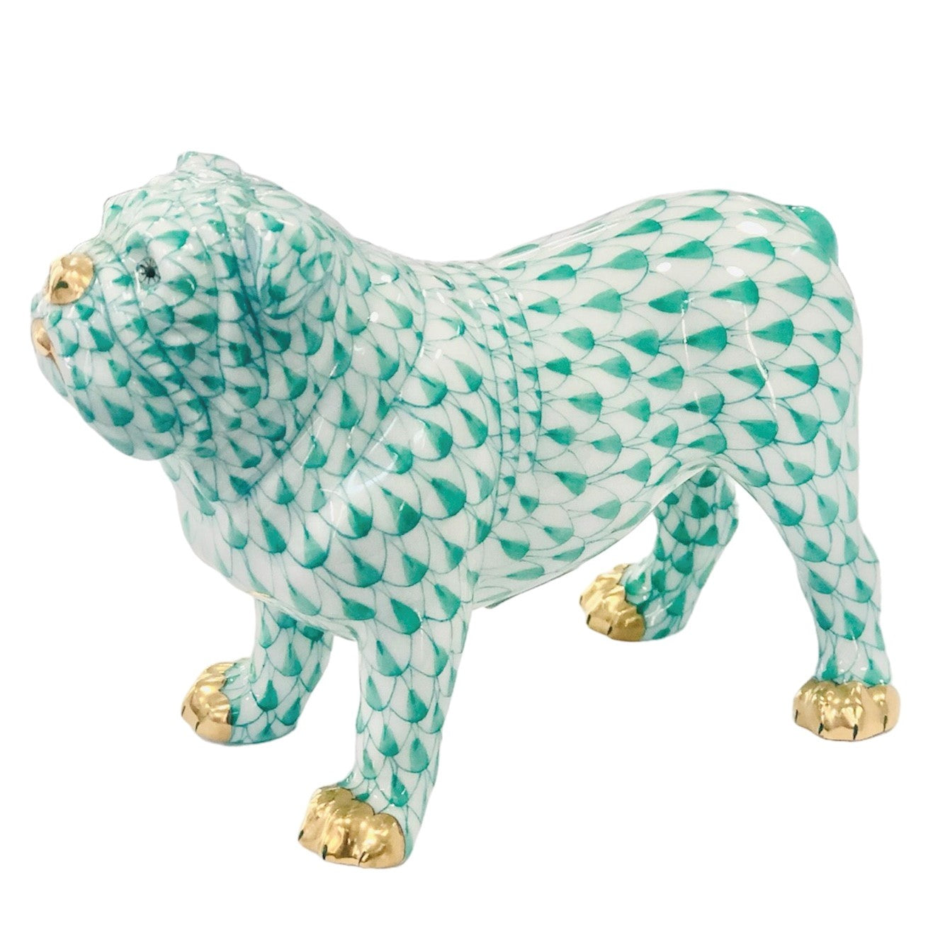 Herend Bulldog Fishnet Figurine