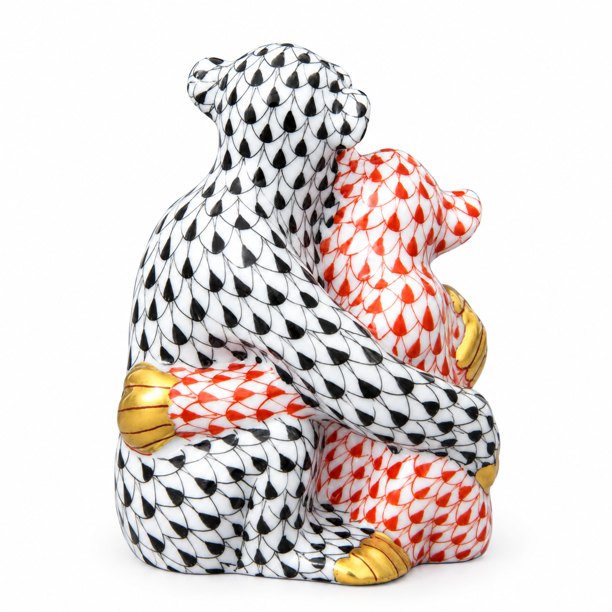 Herend Hugging Chimps Fishnet Figurine