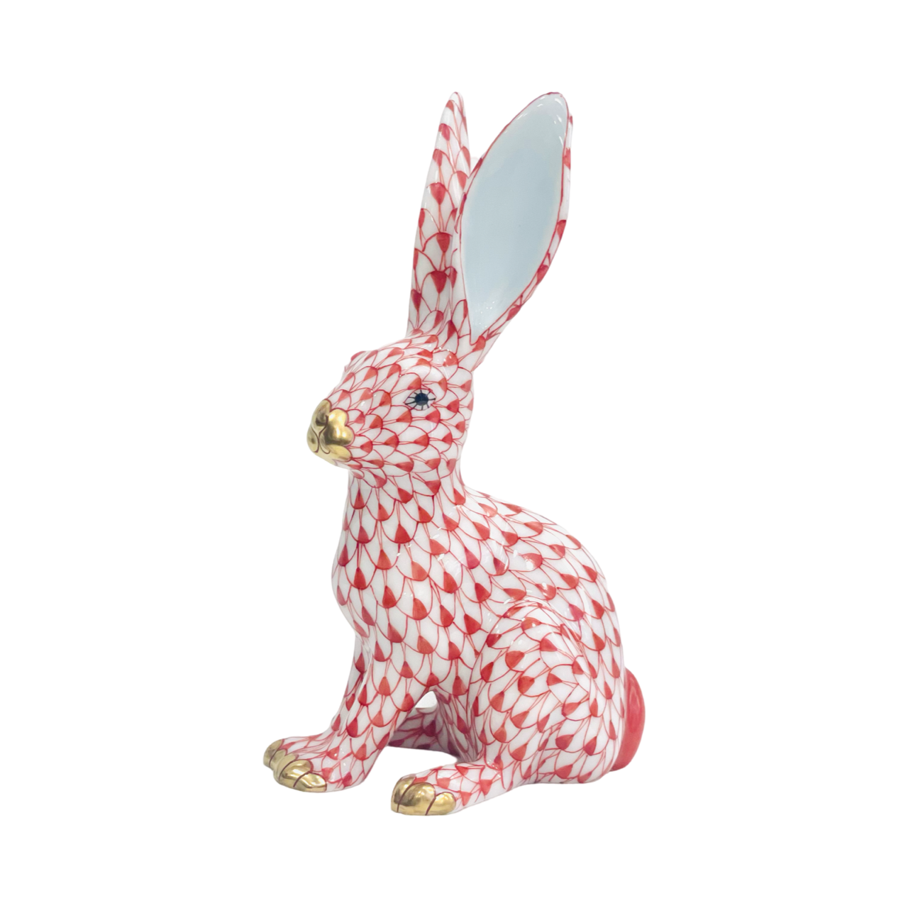 Herend Rabbit Sitting Up Fishnet Figurine