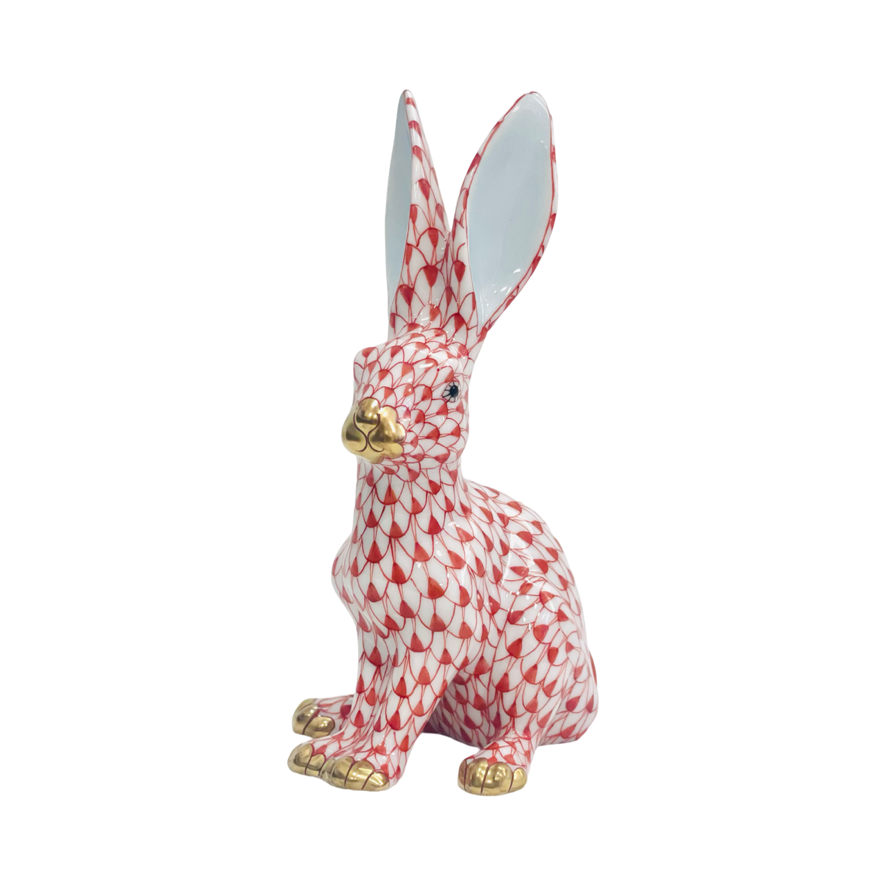 Herend Rabbit Sitting Up Fishnet Figurine