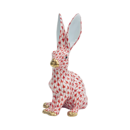 Herend Rabbit Sitting Up Fishnet Figurine