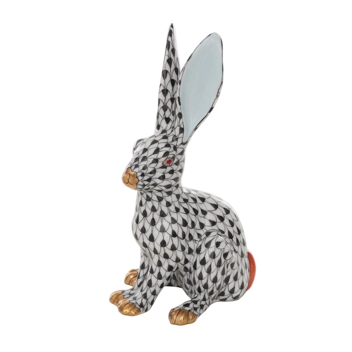 Herend Rabbit Sitting Up Fishnet Figurine