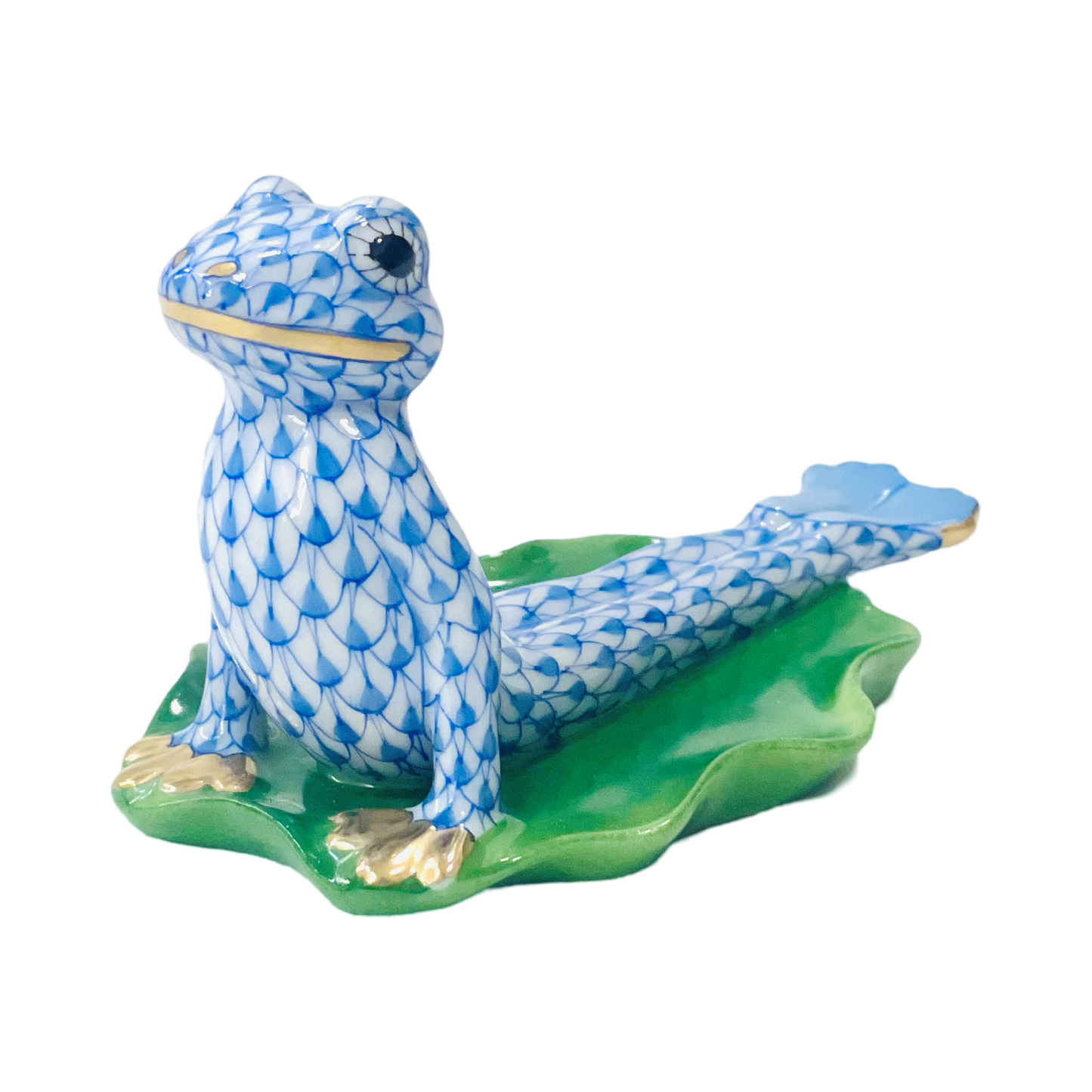 Herend Yoga Frog, Cobra Pose Fishnet Figurine