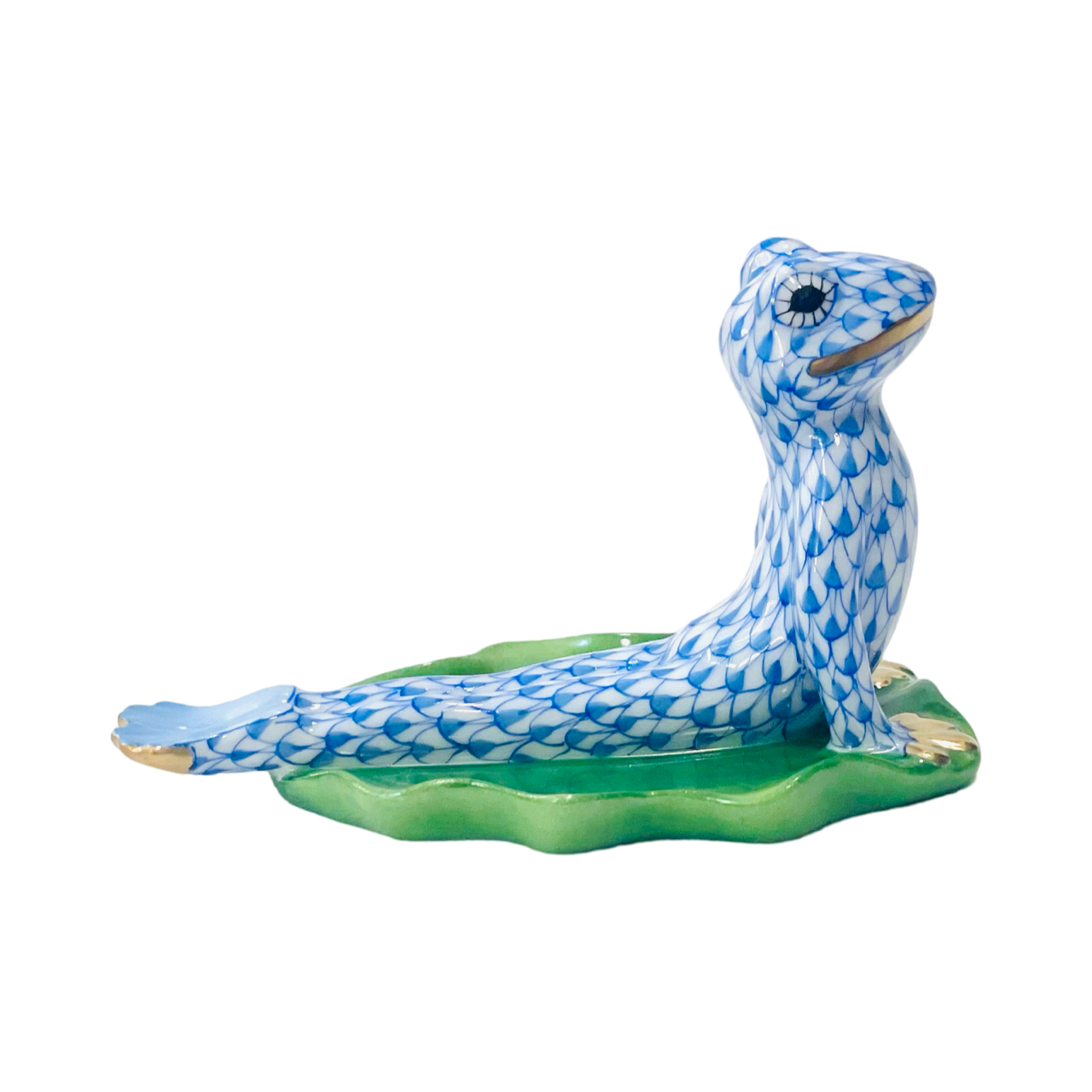 Herend Yoga Frog, Cobra Pose Fishnet Figurine