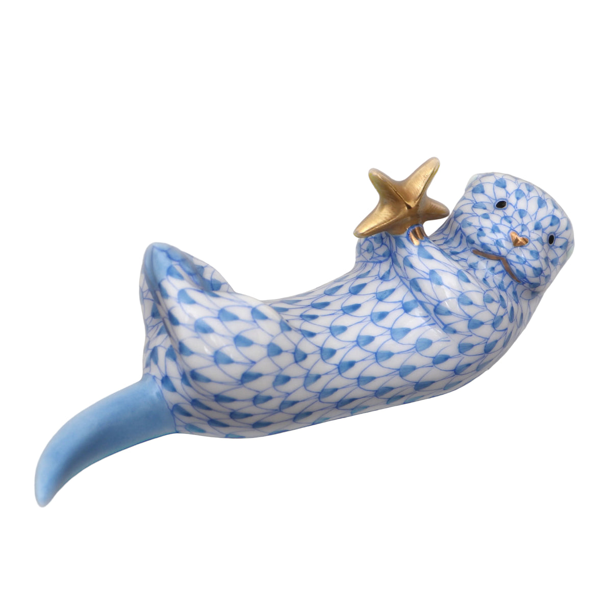 Herend Sea Otter with Starfish Fishnet Figurine