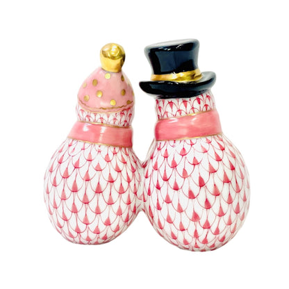 Herend Snowman Couple Fishnet Figurine