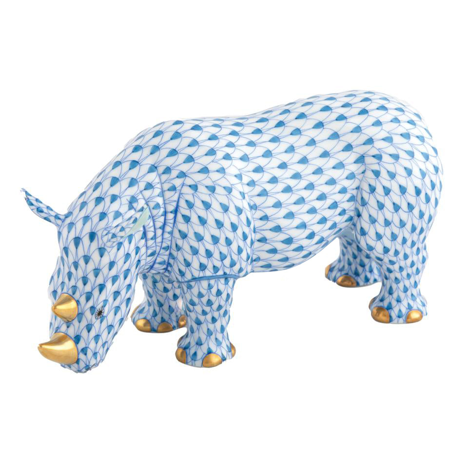 Herend Rhinoceros Fishnet Figurine