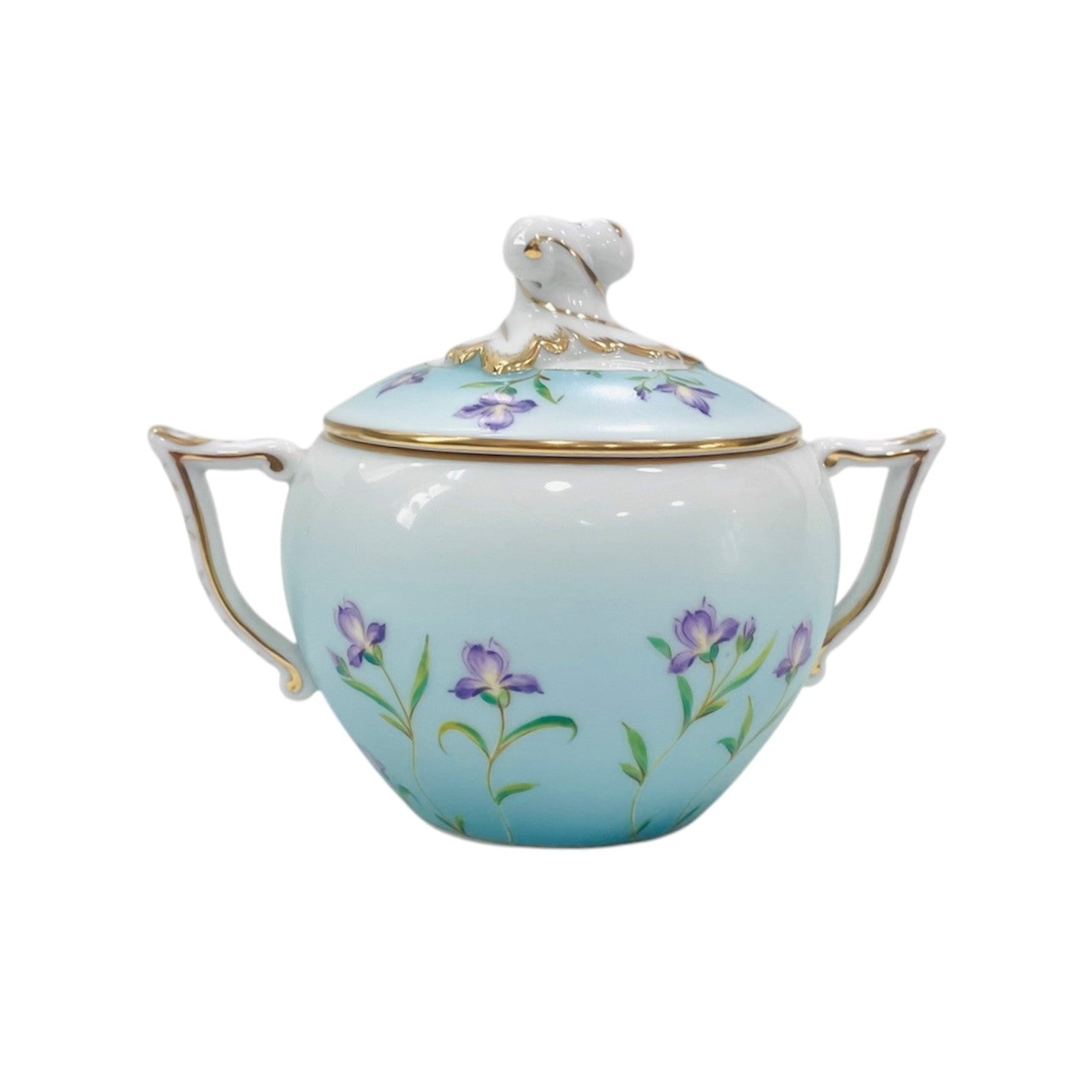 Herend Iris Turquoise Sugar Basin with Twisted Knob