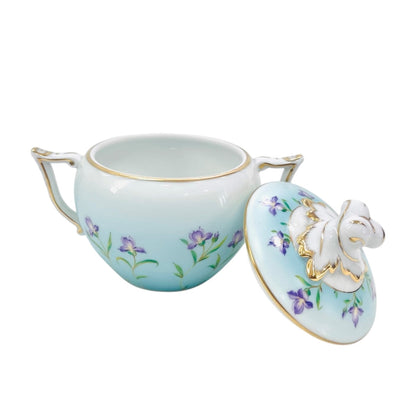 Herend Iris Turquoise Sugar Basin with Twisted Knob