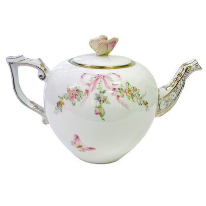 Herend Eden Pink Teapot with Butterfly lid