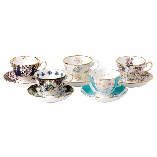 Royal Albert 100 Years of Royal Albert 10 Piece Teacup & Saucer Set (1900-1940)