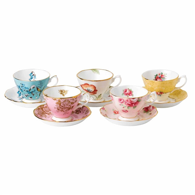 Royal Albert 100 Years of Royal Albert 10 Piece Teacup & Saucer Set (1950-1990)