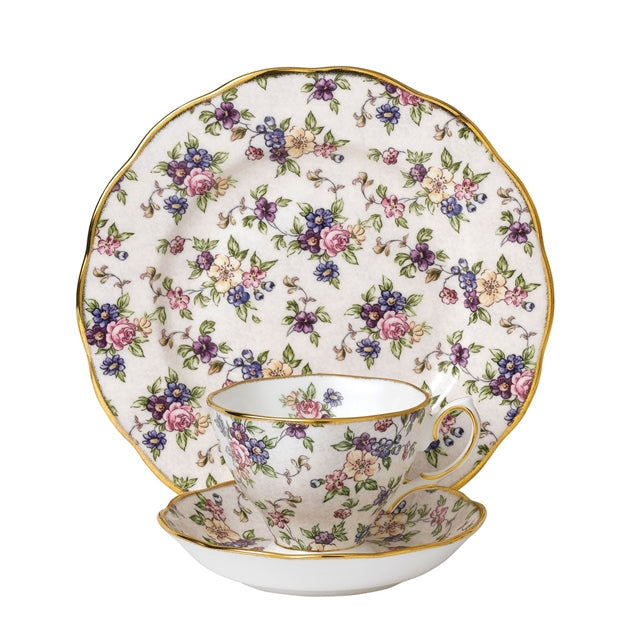 Royal Albert 100 Years of Royal Albert English Chintz 1940 3 Piece Set - Plate, Teacup & Saucer