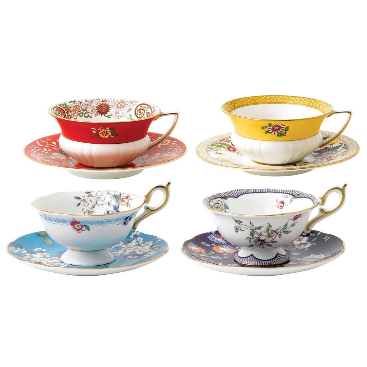 Wedgwood Wonderlust Teacups and Saucers, Set of 4