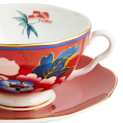 Wedgwood Paeonia Blush Teacup & Saucer Red