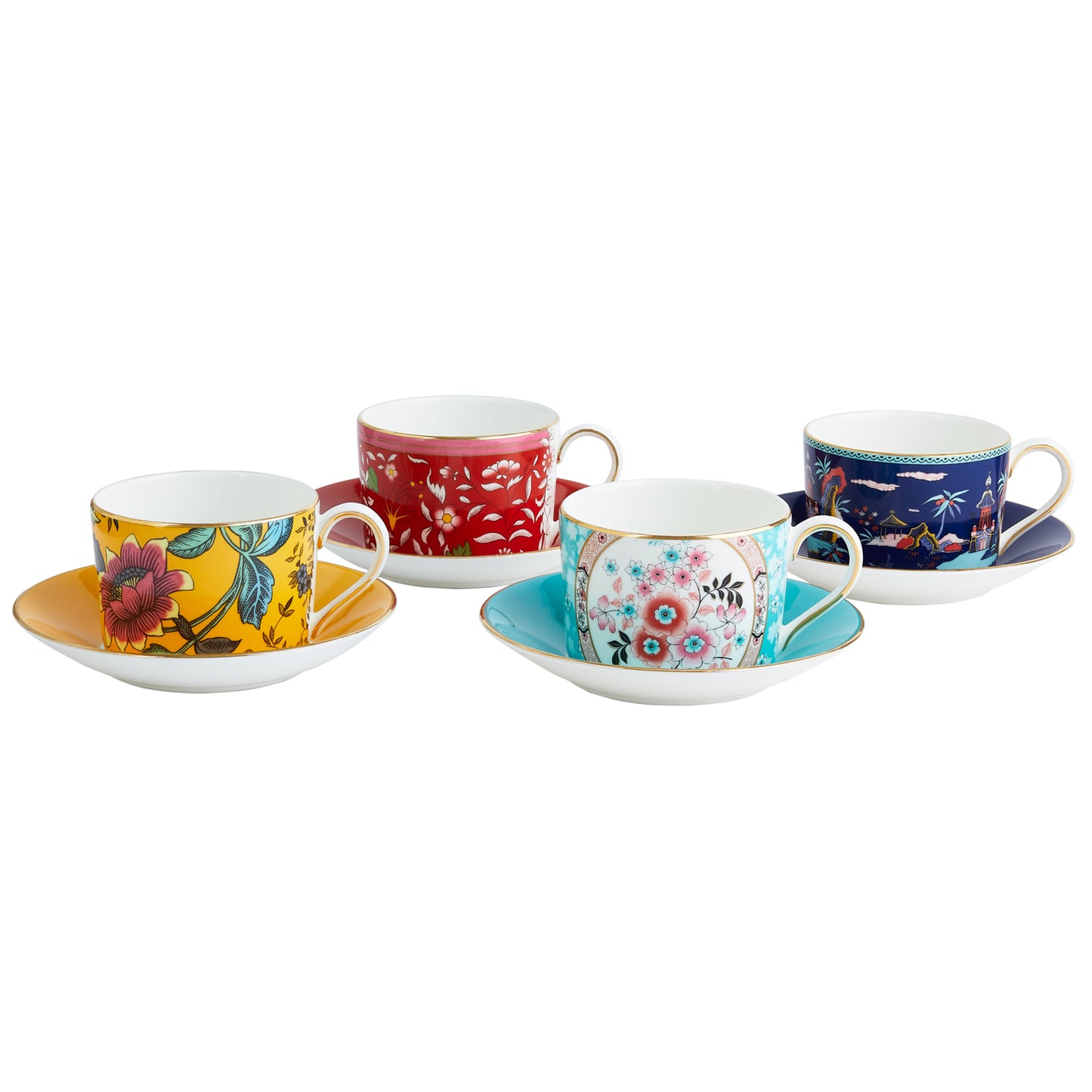 Wedgwood Wonderlust Teacup & Saucer, Set of 4