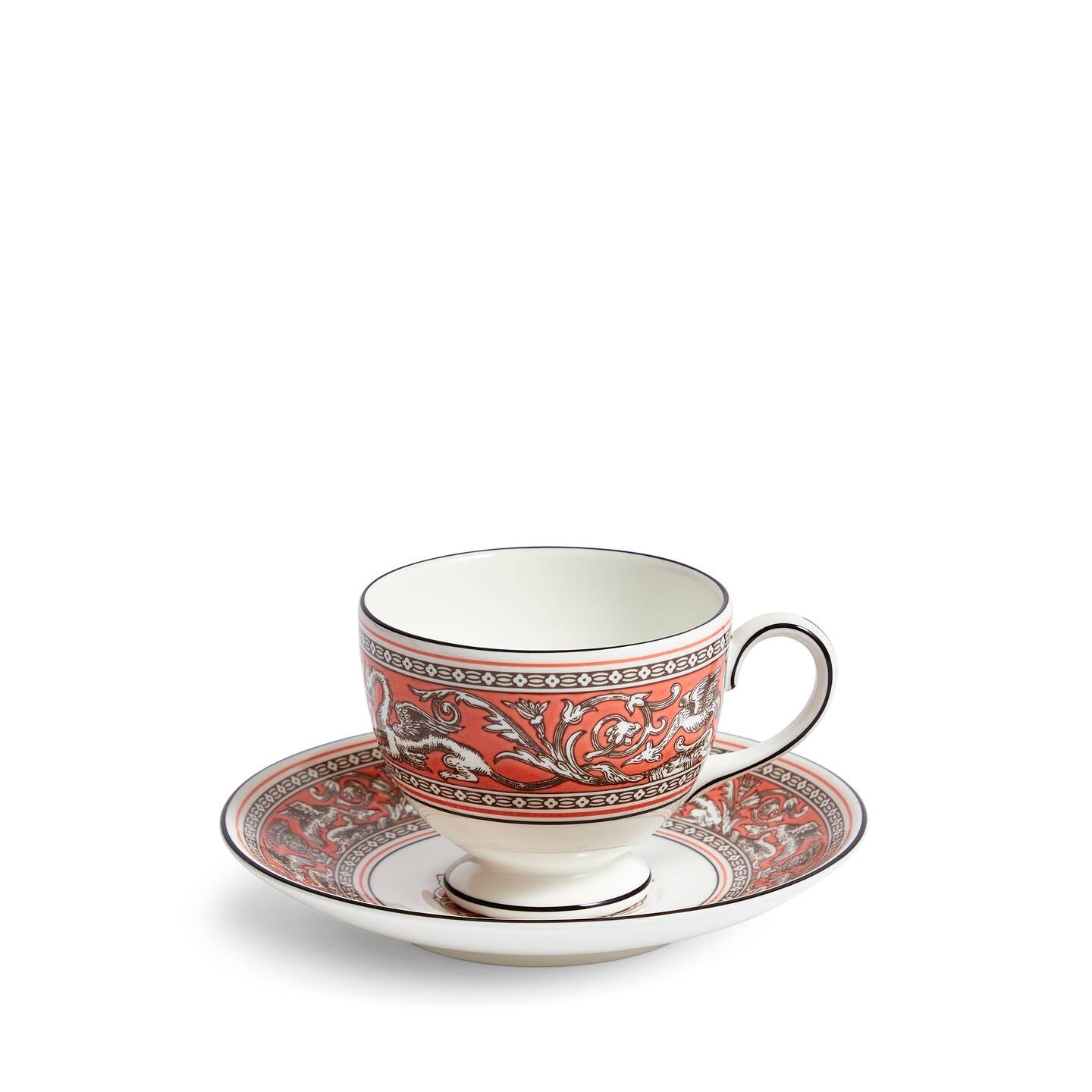 Wedgwood Florentine Salmon Teacup and Saucer