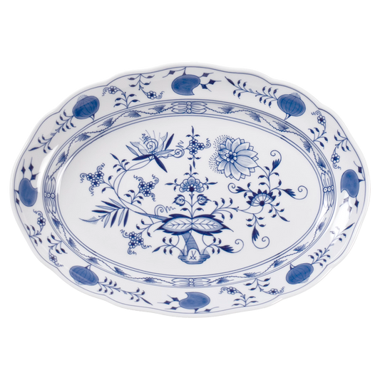 Meissen New Cutout Blue Onion Oval Platter, L 35 cm