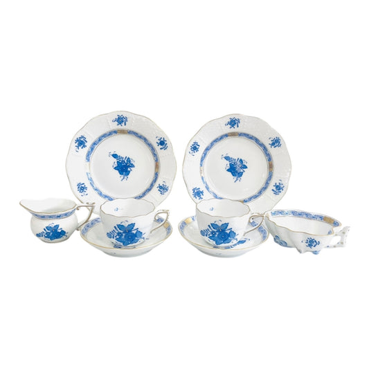 Herend Apponyi Blue Coffee Set for Two, 9 Pieces