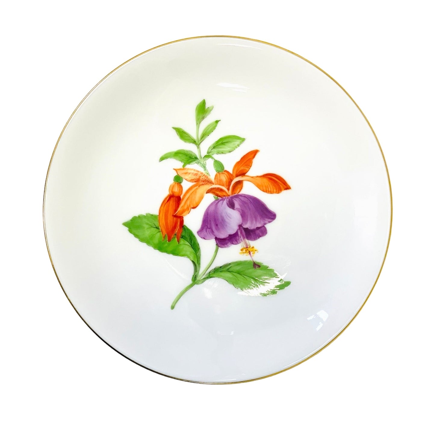 Meissen Small Dish with Purple and Red Flower