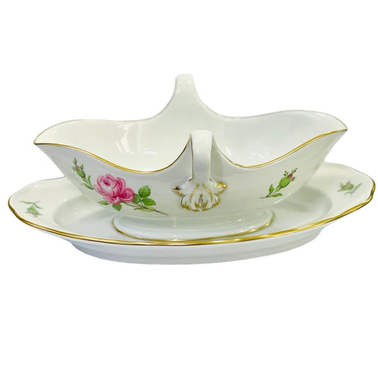 Meissen Pink Rose Gravy Boat