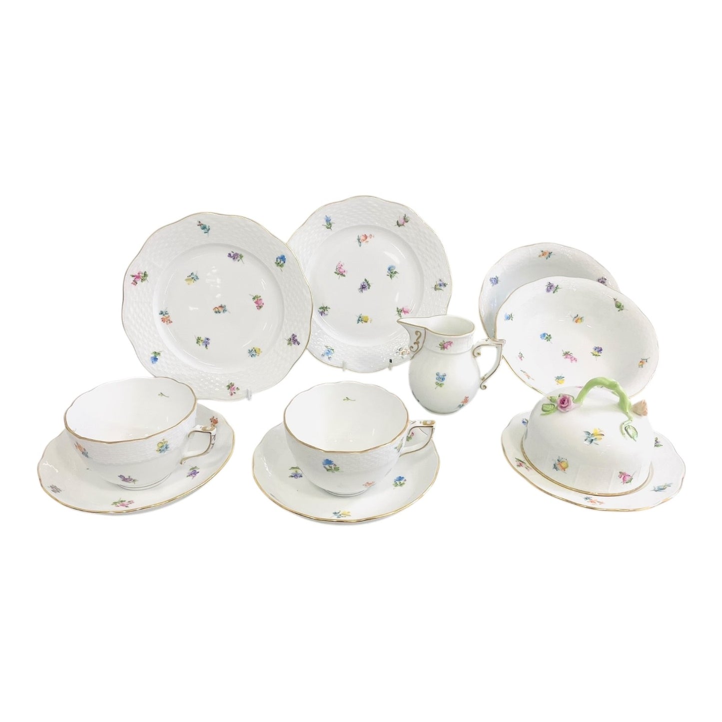 Herend Mille Fleur Breakfast Set for Two, 10 Pieces