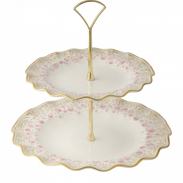 Royal Crown Derby Royal Peony Pink Cake Stand - 2 Tier