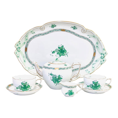 Herend Apponyi Green Tea Set for Two, 7 Pieces