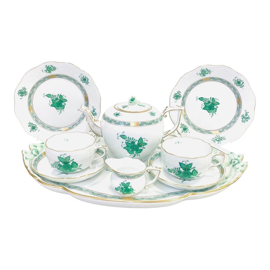 Herend Apponyi Green Tea Set for Two, 9 Pieces