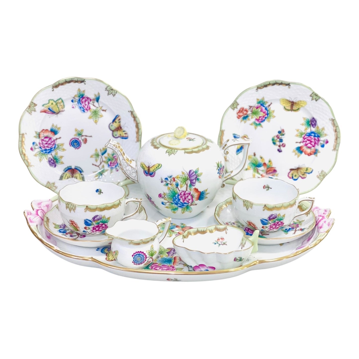Herend Queen Victoria Tea Set for Two, 10 Pieces